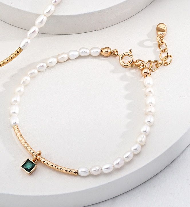 Modern Pearl Charm Necklace Bracelet