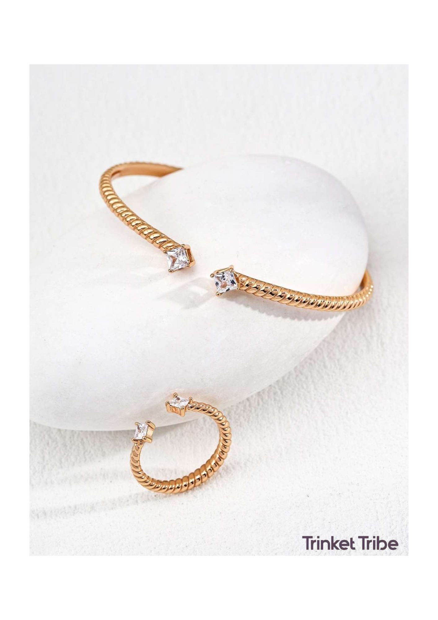 Elegant Open Bangle Set_ Bangle & Matching Ring