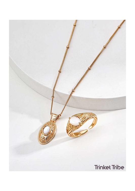Mother-of-pearl_ Necklace & Matching Ring